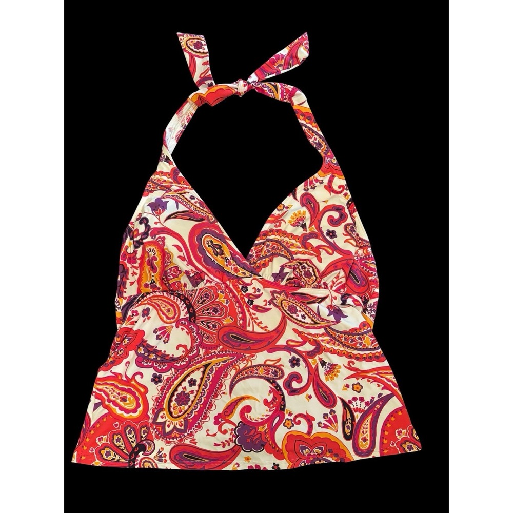 Lands End Women's Paisley Halter Swim Suit Top Size 10